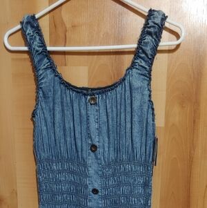 Lapis Women's Large Denim Maxi Boho Dress